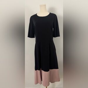 Boden Midi Short Sleeve Elegant Black w/ Pink  Dress Size US 10R